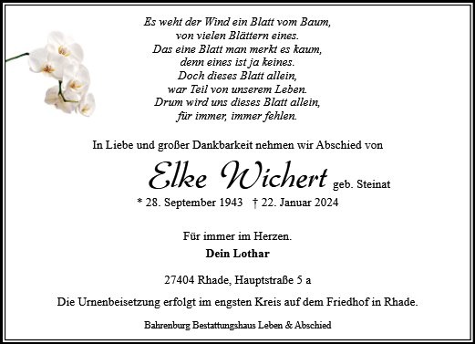 Erinnerungsbild für Elke Wichert