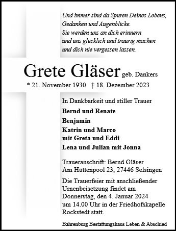 Erinnerungsbild für Grete Gläser
