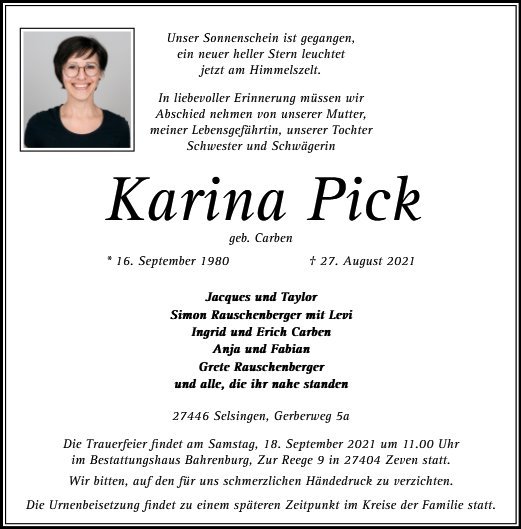 Erinnerungsbild für Karina Pick
