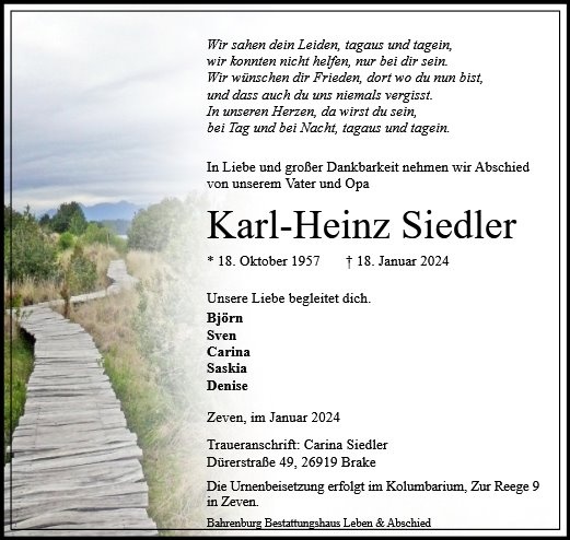 Erinnerungsbild für Karl-Heinz Siedler