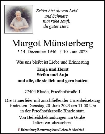 Erinnerungsbild für Margot Münsterberg