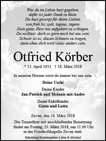 Erinnerungsbild für Otfried Körber