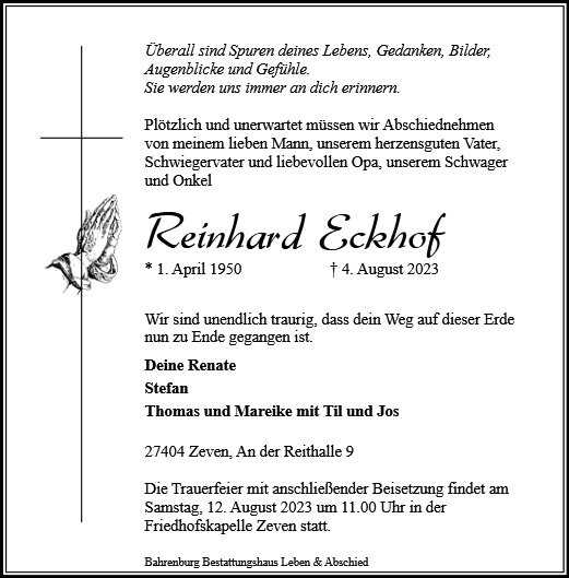 Erinnerungsbild für Reinhard Eckhof