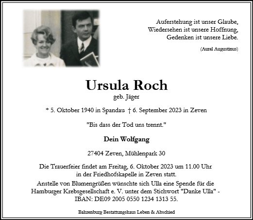Erinnerungsbild für Ursula Roch